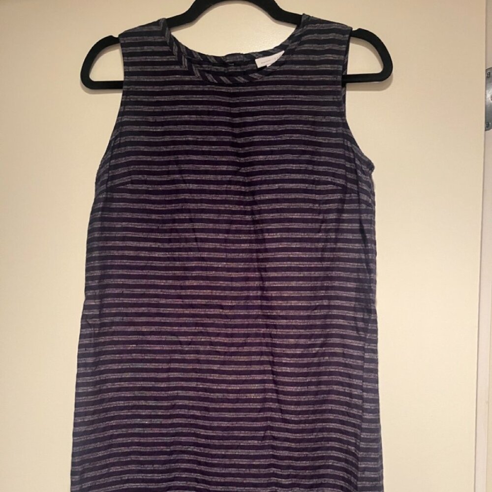 Classic Navy and White Stripe Linen Shift Dress by J. Jill size XS